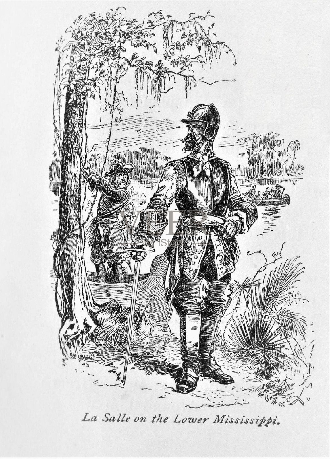 密西西比河上的拉萨尔探险(1682年插画图片素材