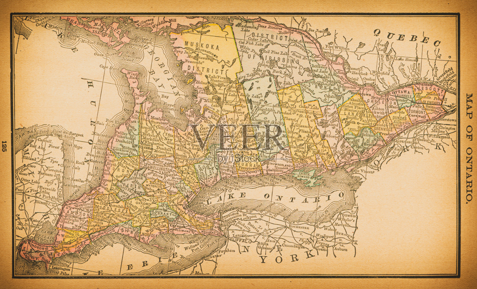 19世纪的安大略地图插画图片素材