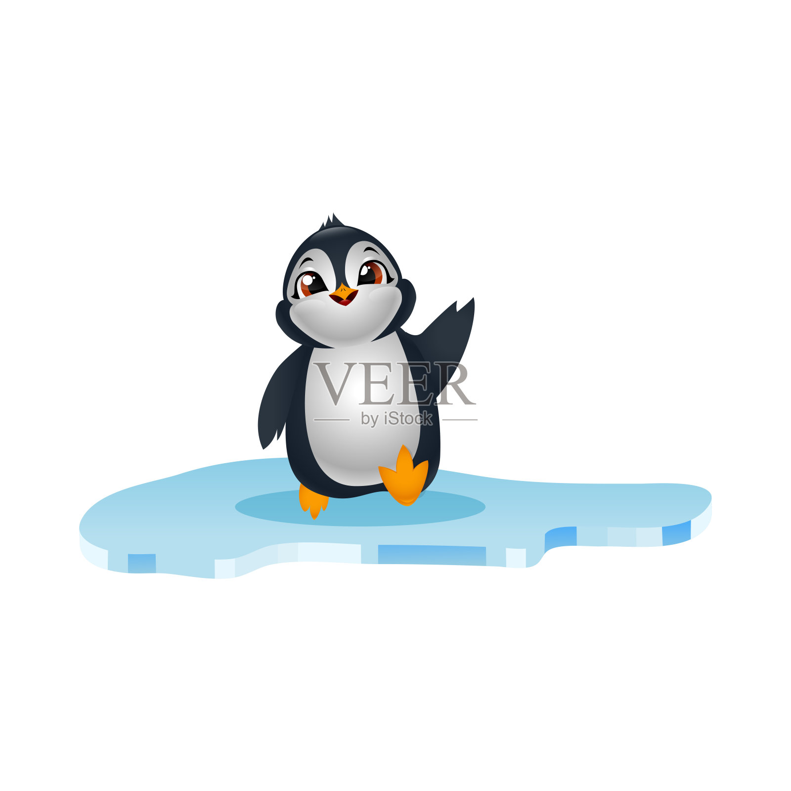 可爱的企鹅在浮冰上设计元素图片