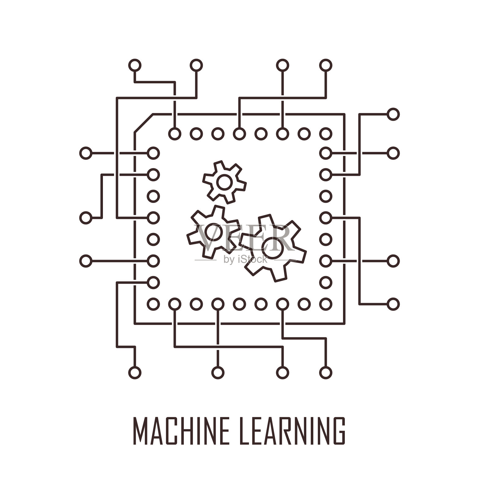 机器学习是现代科技的标志插画图片素材