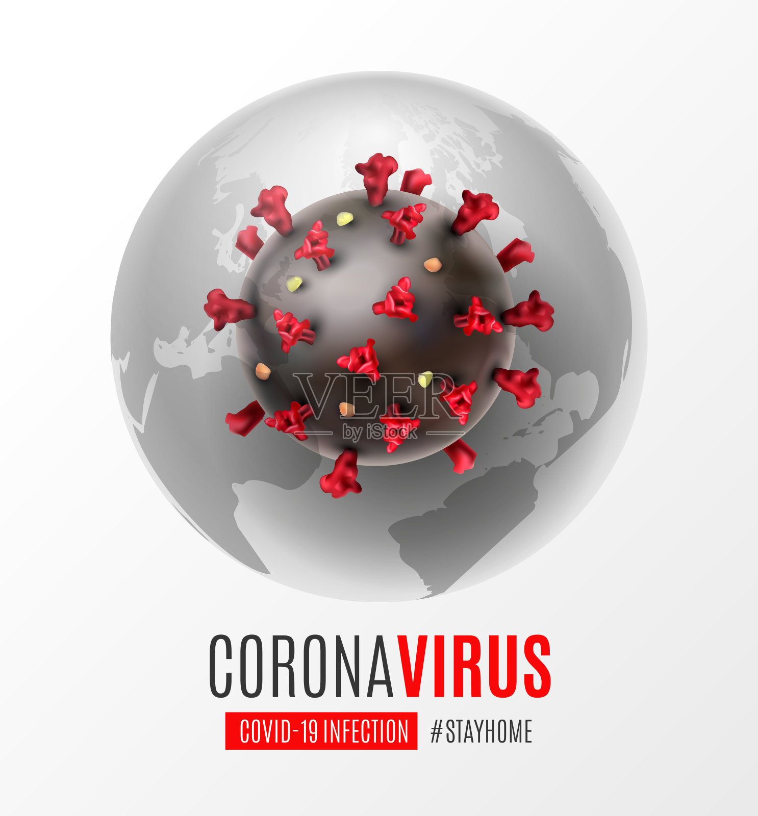 冠状病毒疾病COVID-19感染医疗与印刷和复制空间。新型冠状病毒的传播背景。呆在家里标签大流行风险背景媒介插图设计元素图片