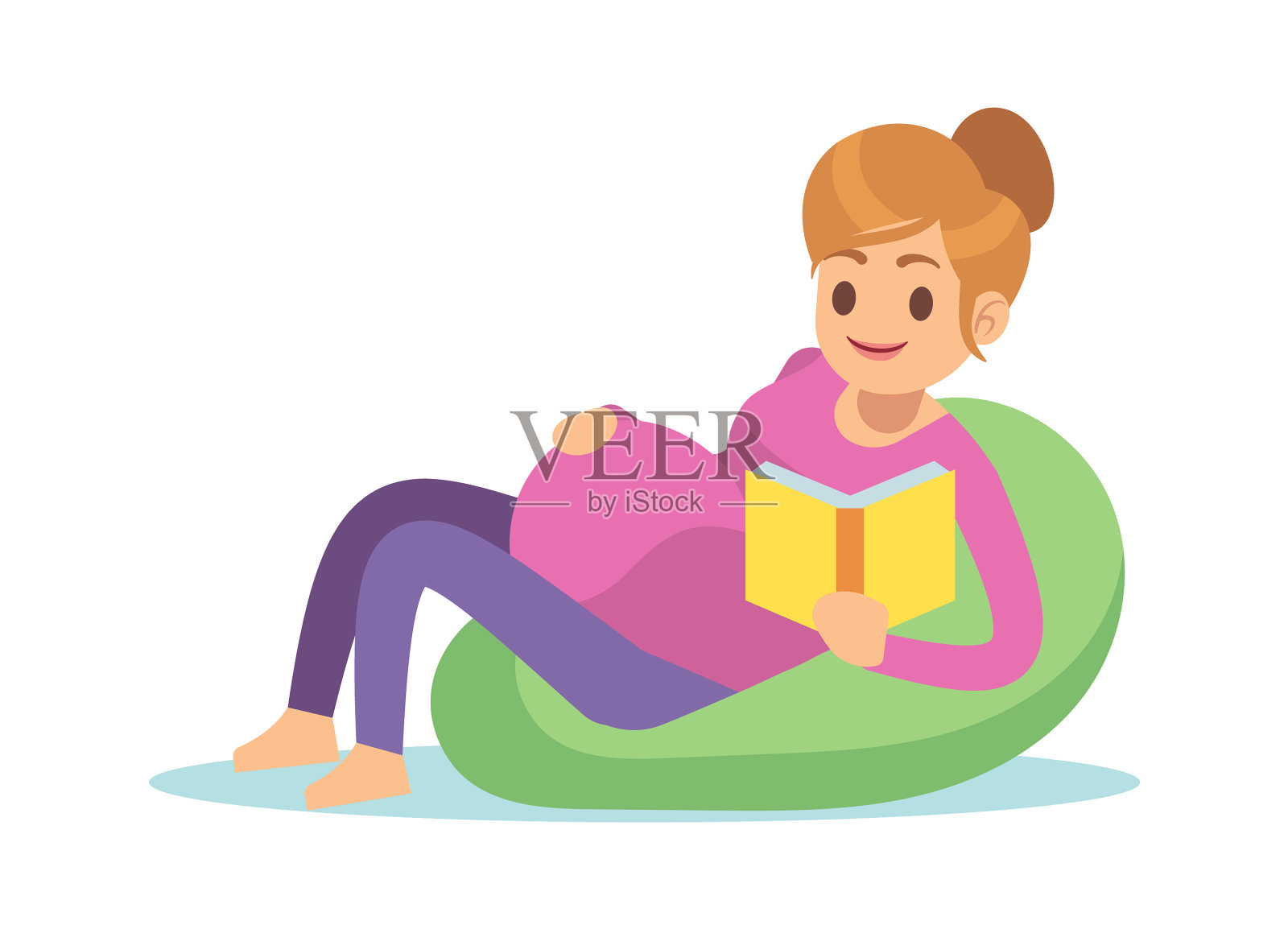 孕妇在椅子上看书设计元素图片