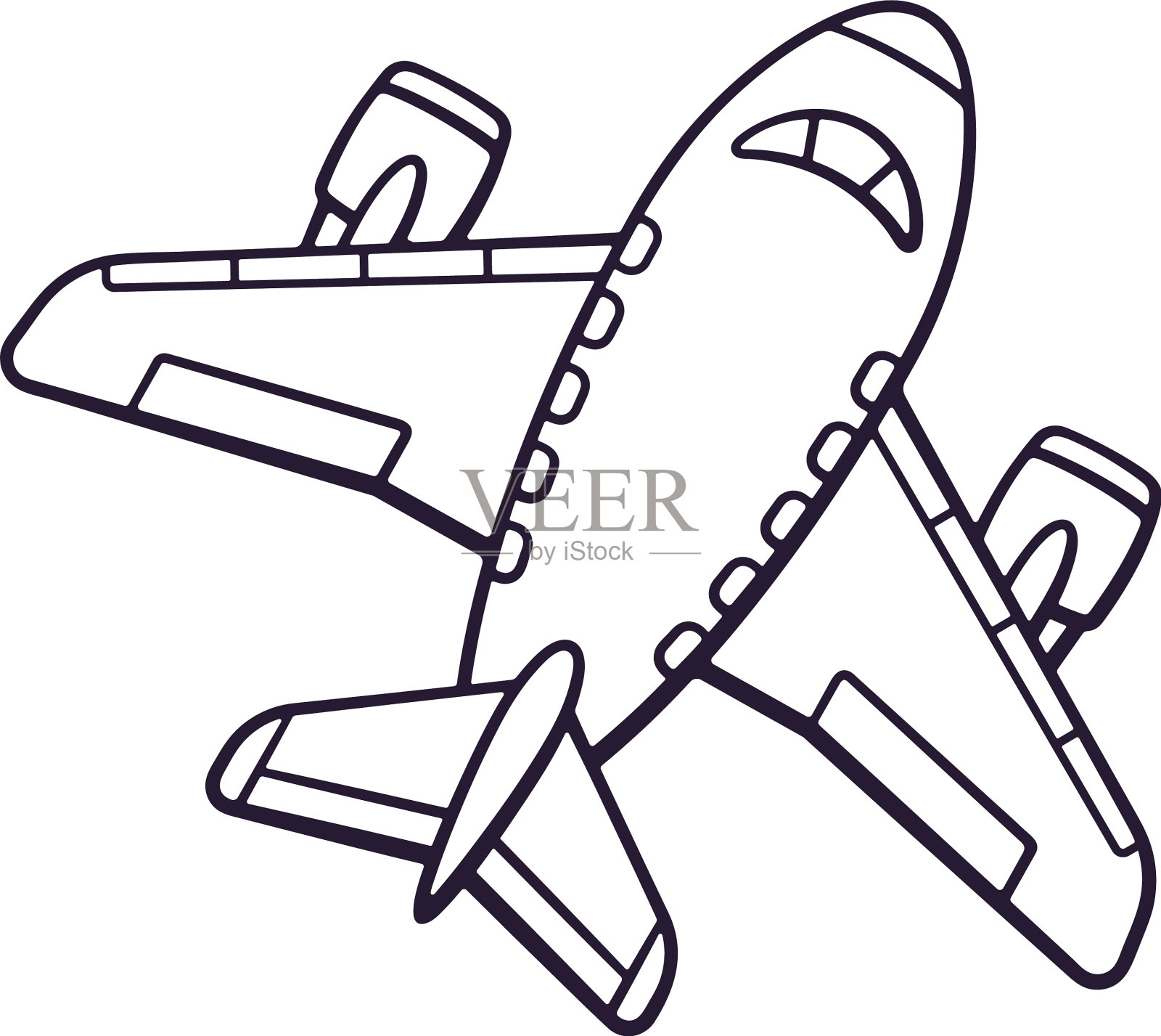 手绘涂鸦玩具飞机设计元素图片