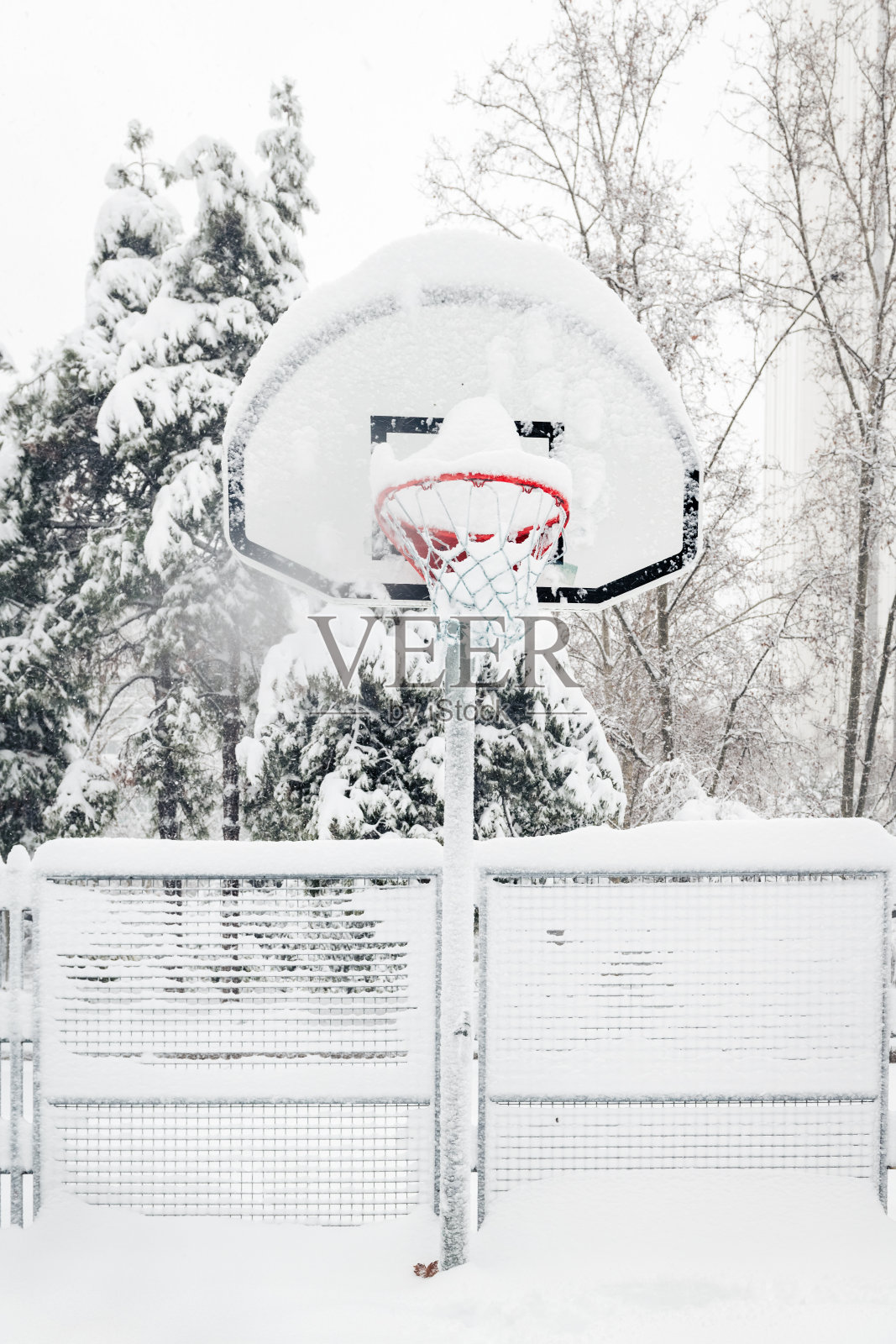 篮球框在雪下照片摄影图片