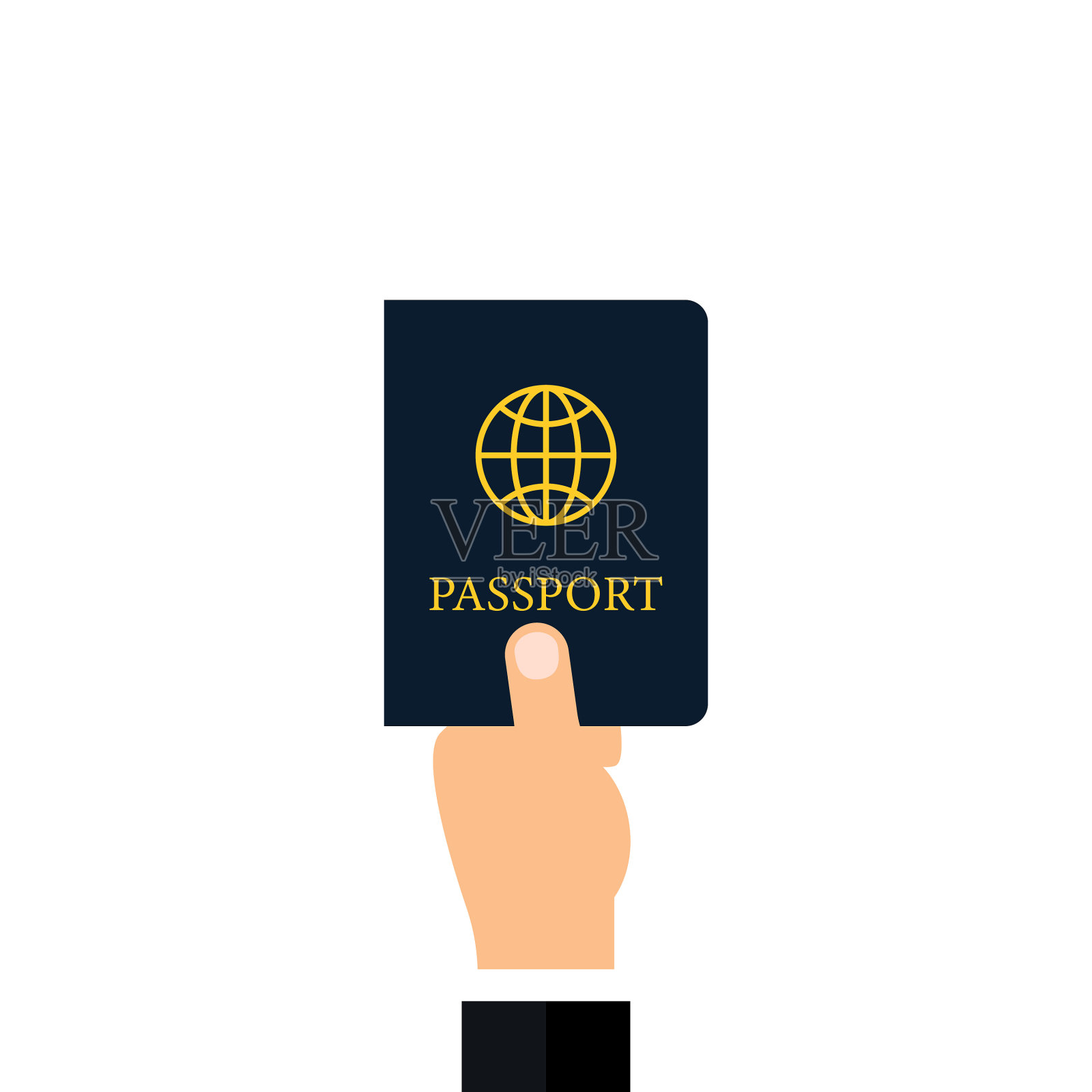 手握护照扁平旅行证件插画图片素材