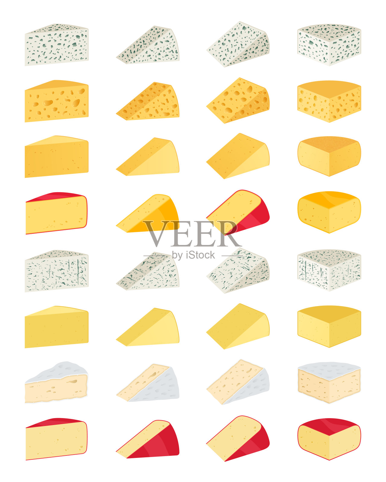 矢量不同类型的奶酪图标插画图片素材
