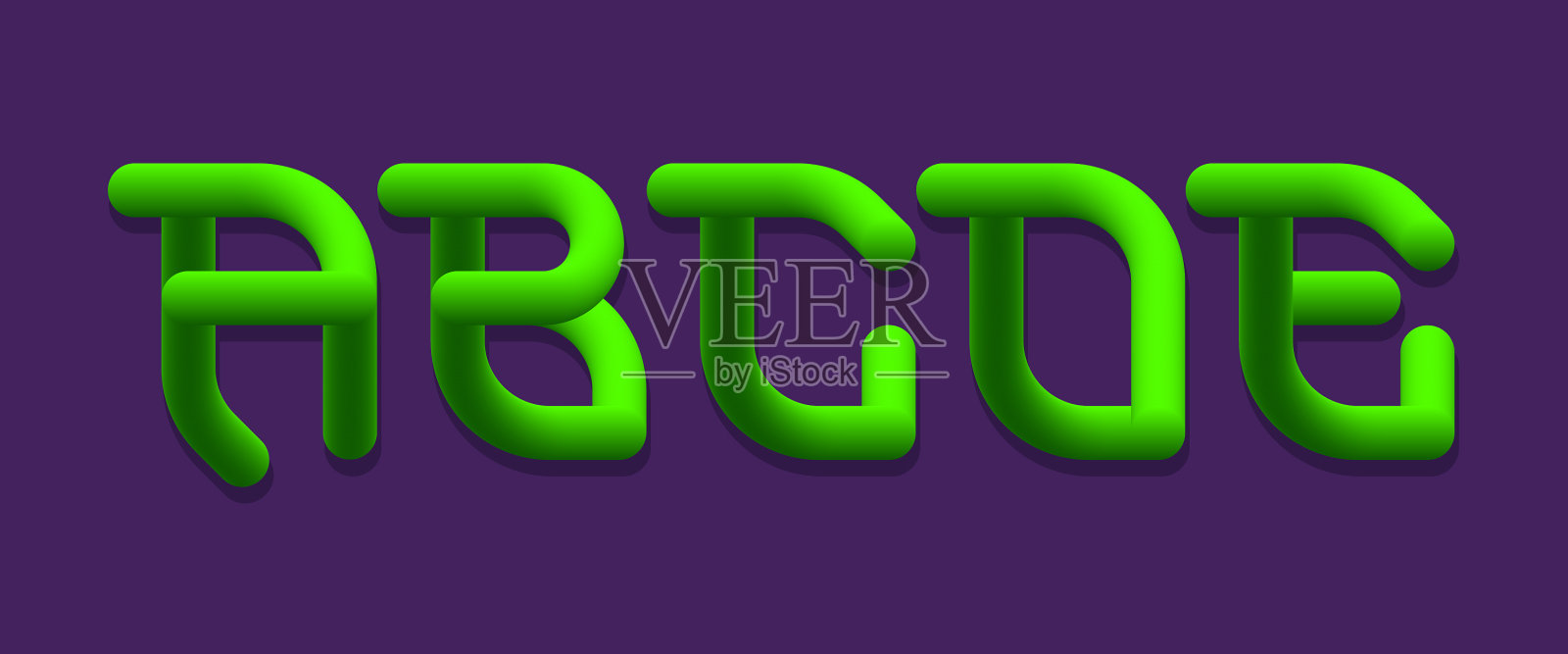A b c d e绿色渐变3d字母发光插画图片素材