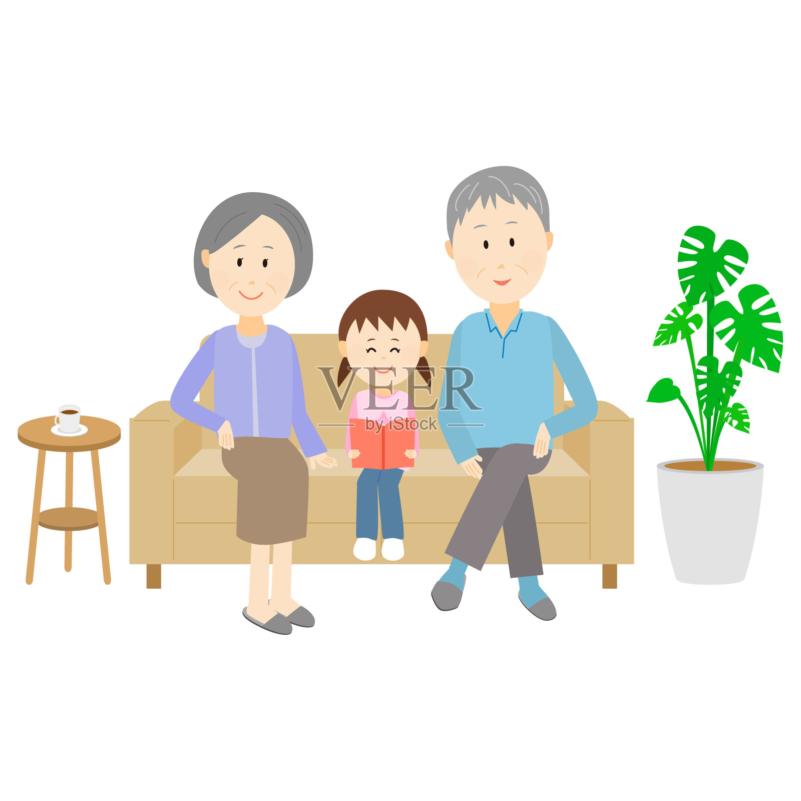 奶奶和爷爷红红的心。快乐的祖父母。世界老年公民日。积极的生活方式。情人节。插画图片素材_ID:412237965-Veer图库