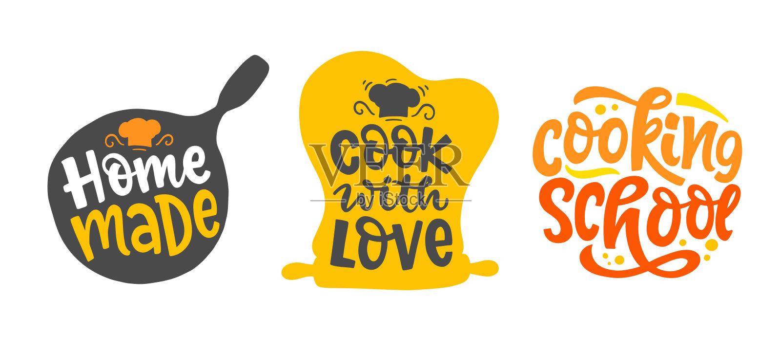 用爱烹饪，自制烘焙，烹饪标识套装，手写字体插画图片素材