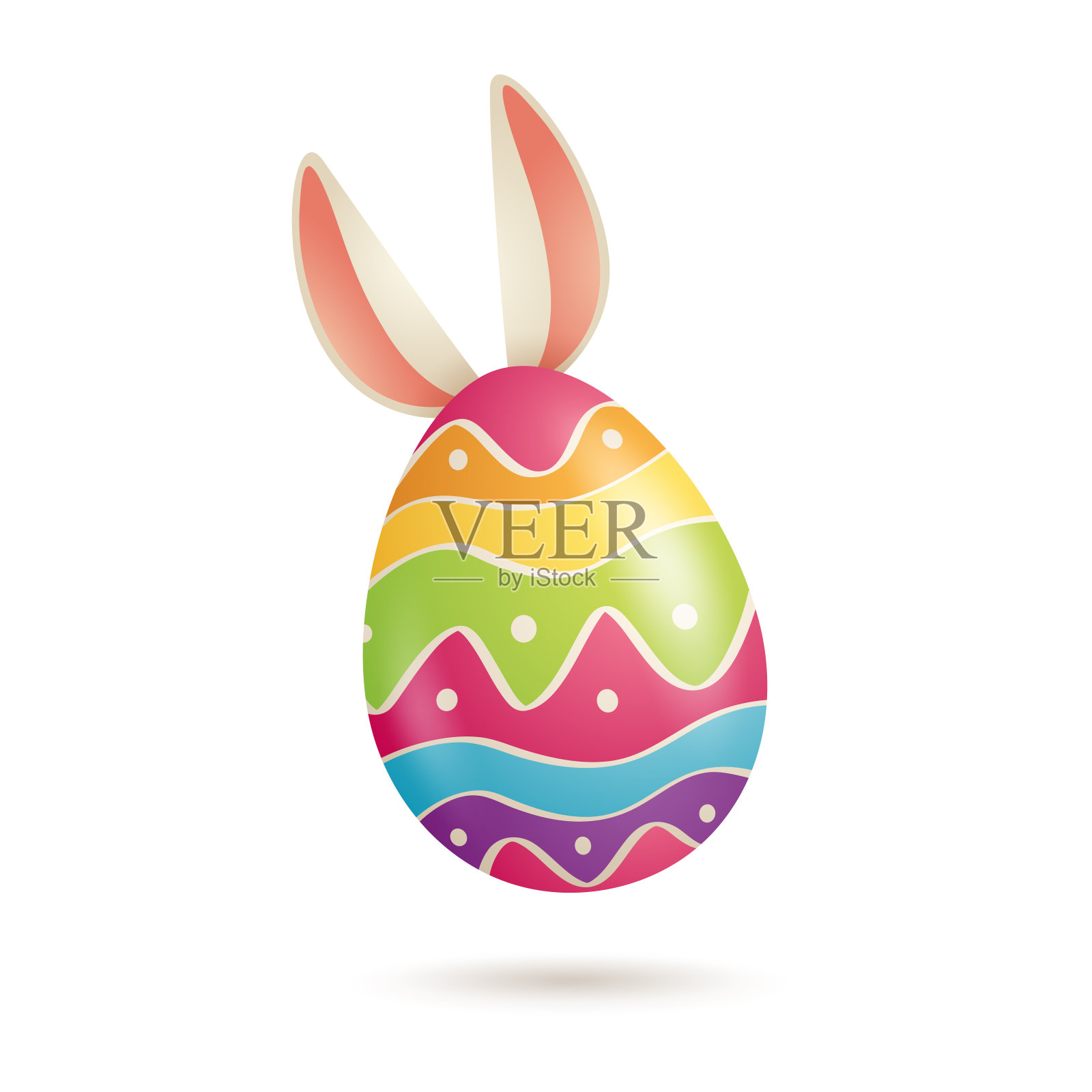 复活节快乐!复活节彩蛋的兔子。孤立。插画图片素材