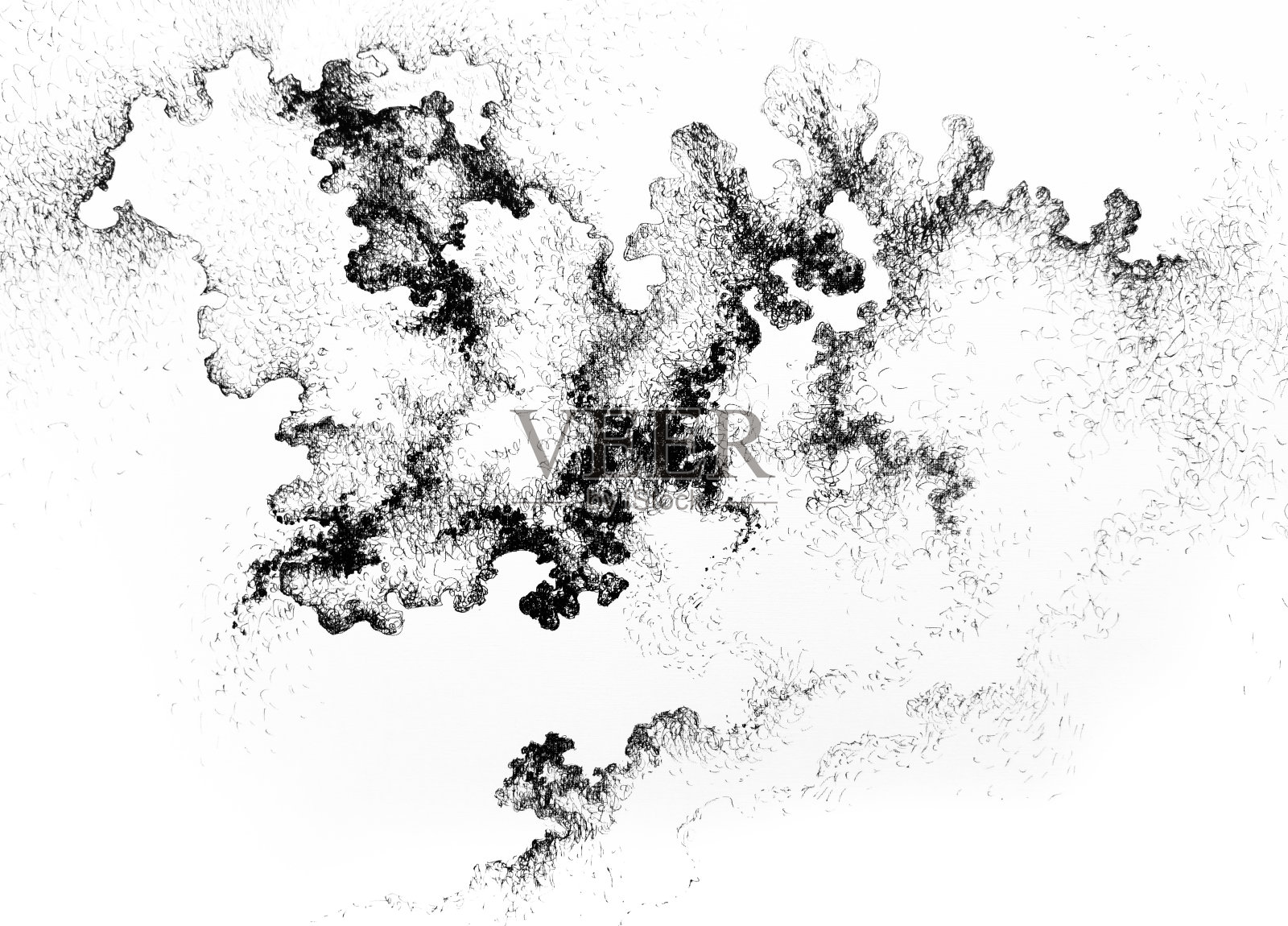 抽象图形墨水夜空空间星云背景。星空云雾神秘墙纸。黑白色宇宙星云尘埃插图插画图片素材
