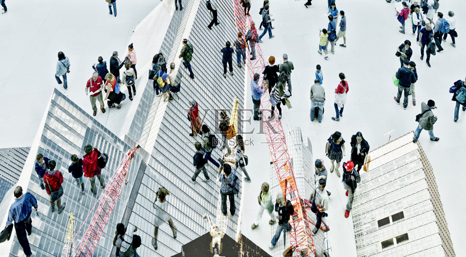 人们爬上摩天大楼的抽象形象。照片摄影图片
