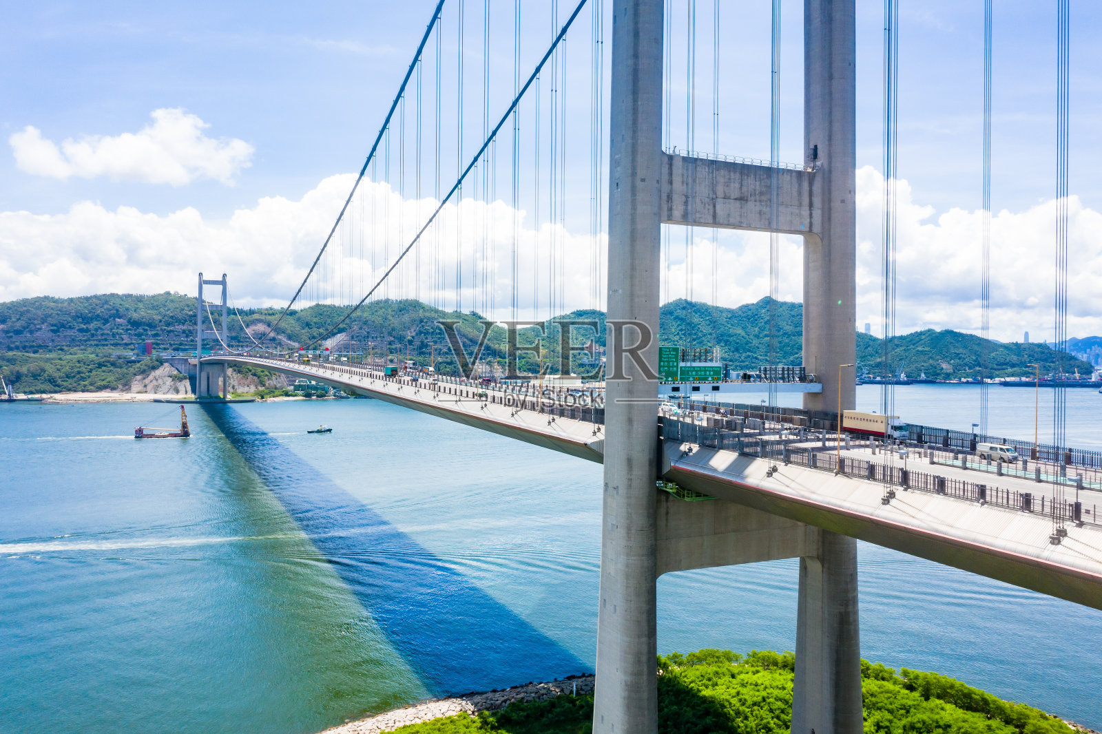 香港青马大桥鸟瞰图照片摄影图片