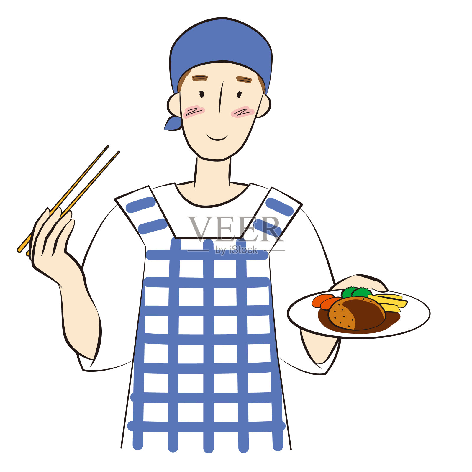 烹饪插图(男性)插画图片素材