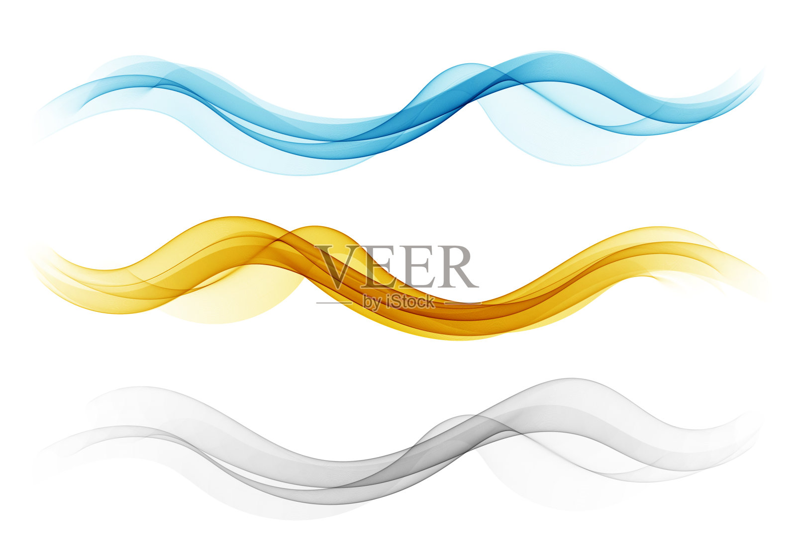 一组抽象的波浪色元素。波浪流元件的设计。插画图片素材
