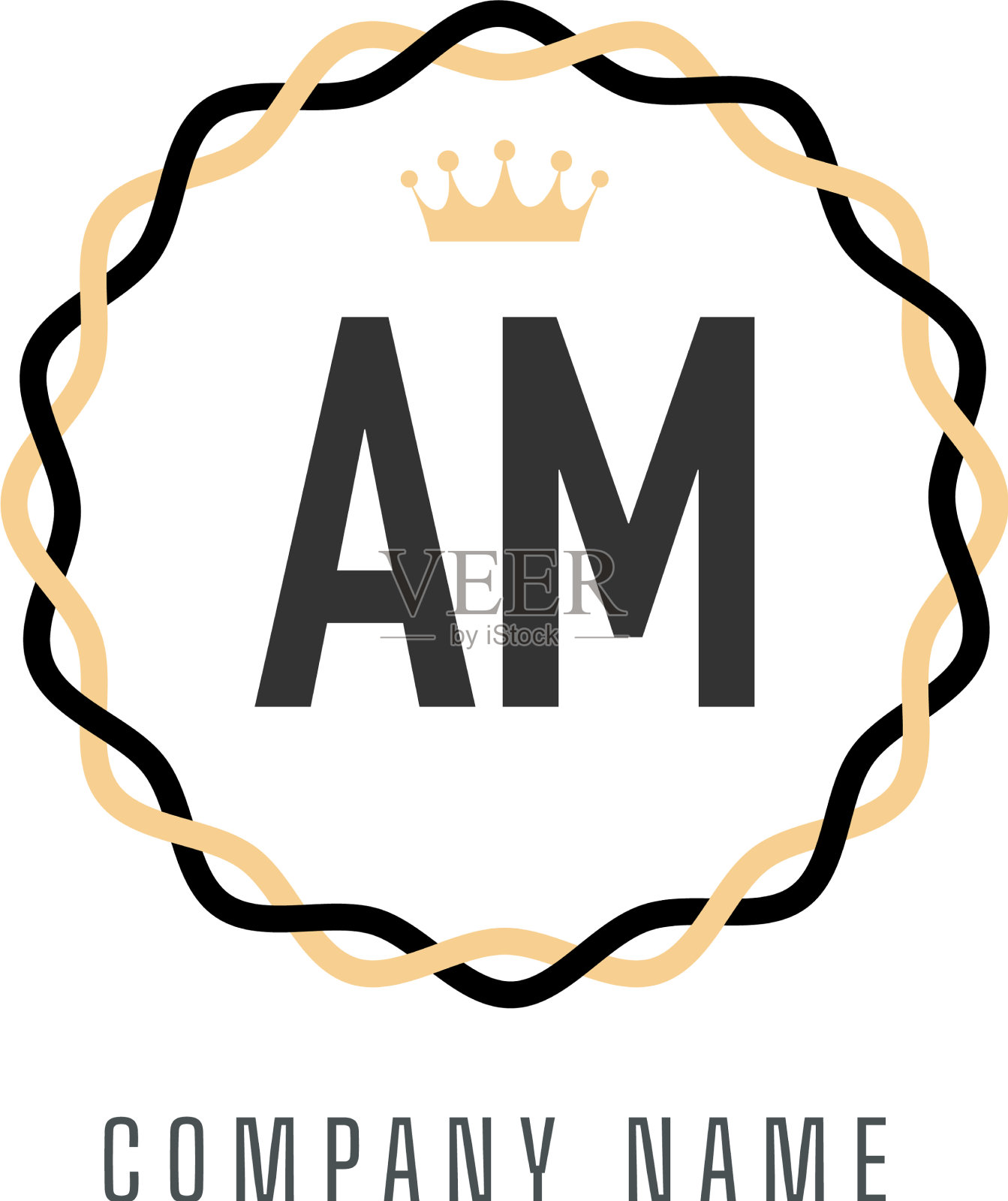 首字母am王标志概念复古标志插画图片素材