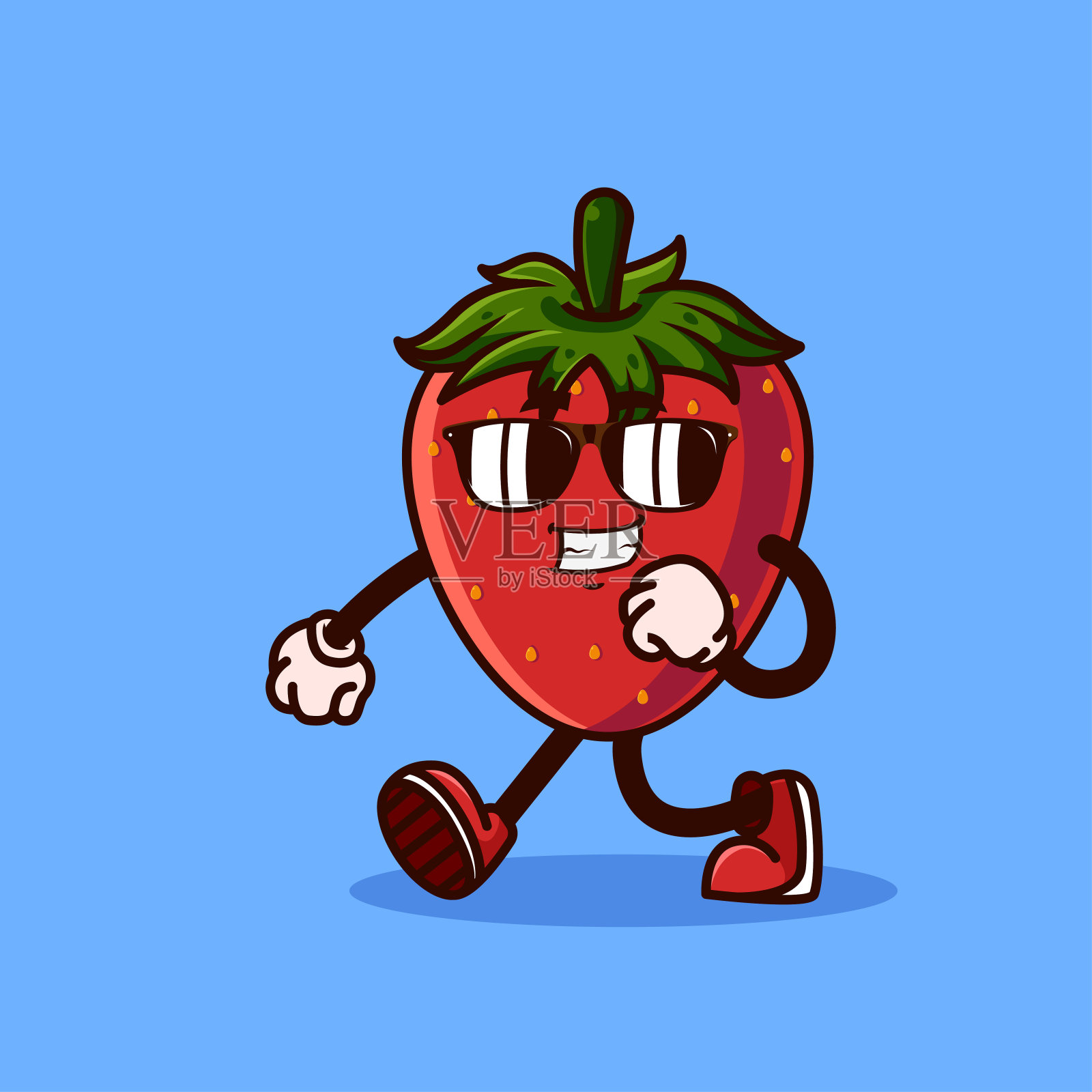 水果女孩草莓手绘插画图片-千库网