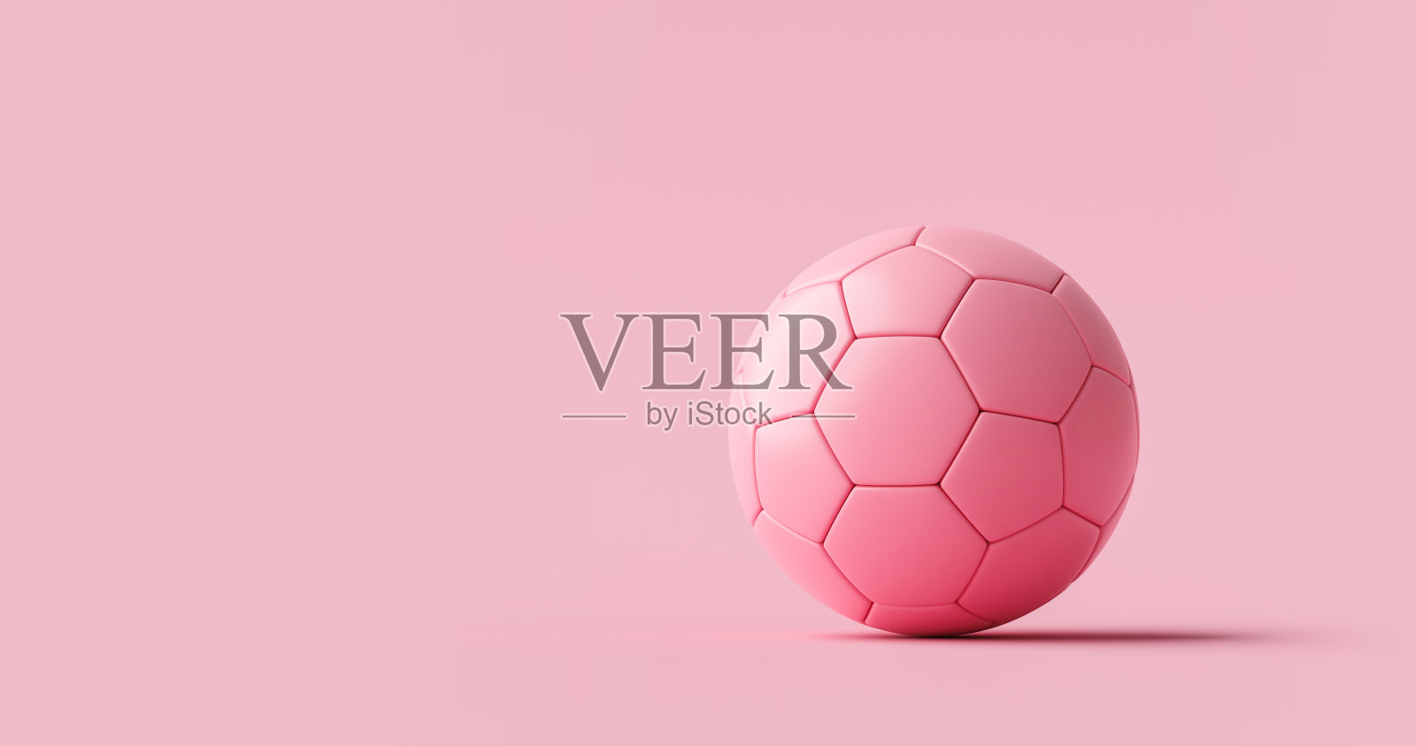 粉色足球或足球和运动设备在粉红色粉彩背景与经典的女子队。3 d渲染。照片摄影图片