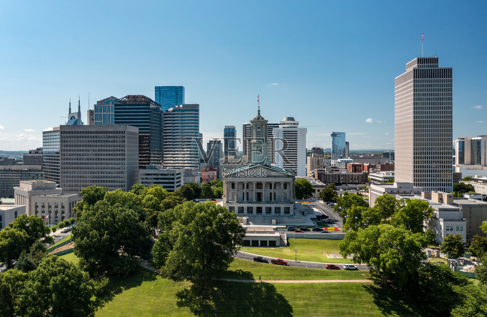 鸟瞰图的州议会大厦在纳什维尔，田纳西州照片摄影图片