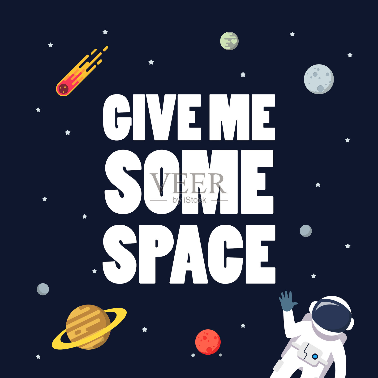 给我一些有太空背景的太空标语插画图片素材