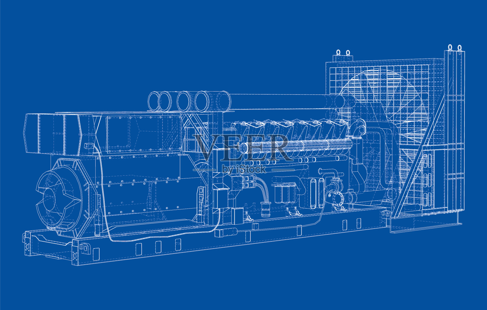大型工业柴油发电机插画图片素材