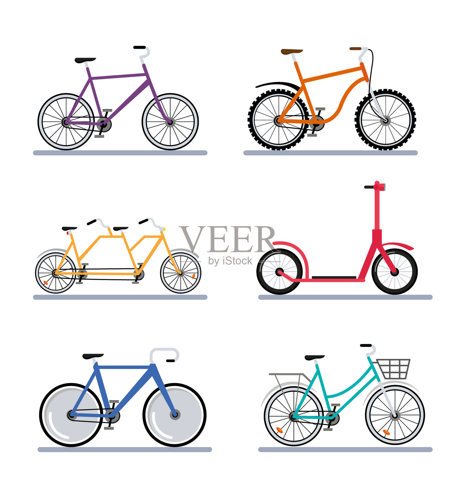 六个自行车车设计元素图片