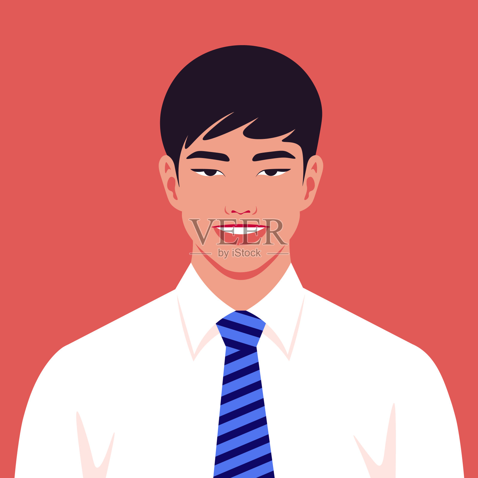 一个亚洲人在微笑。一位年轻的政治家。插画图片素材