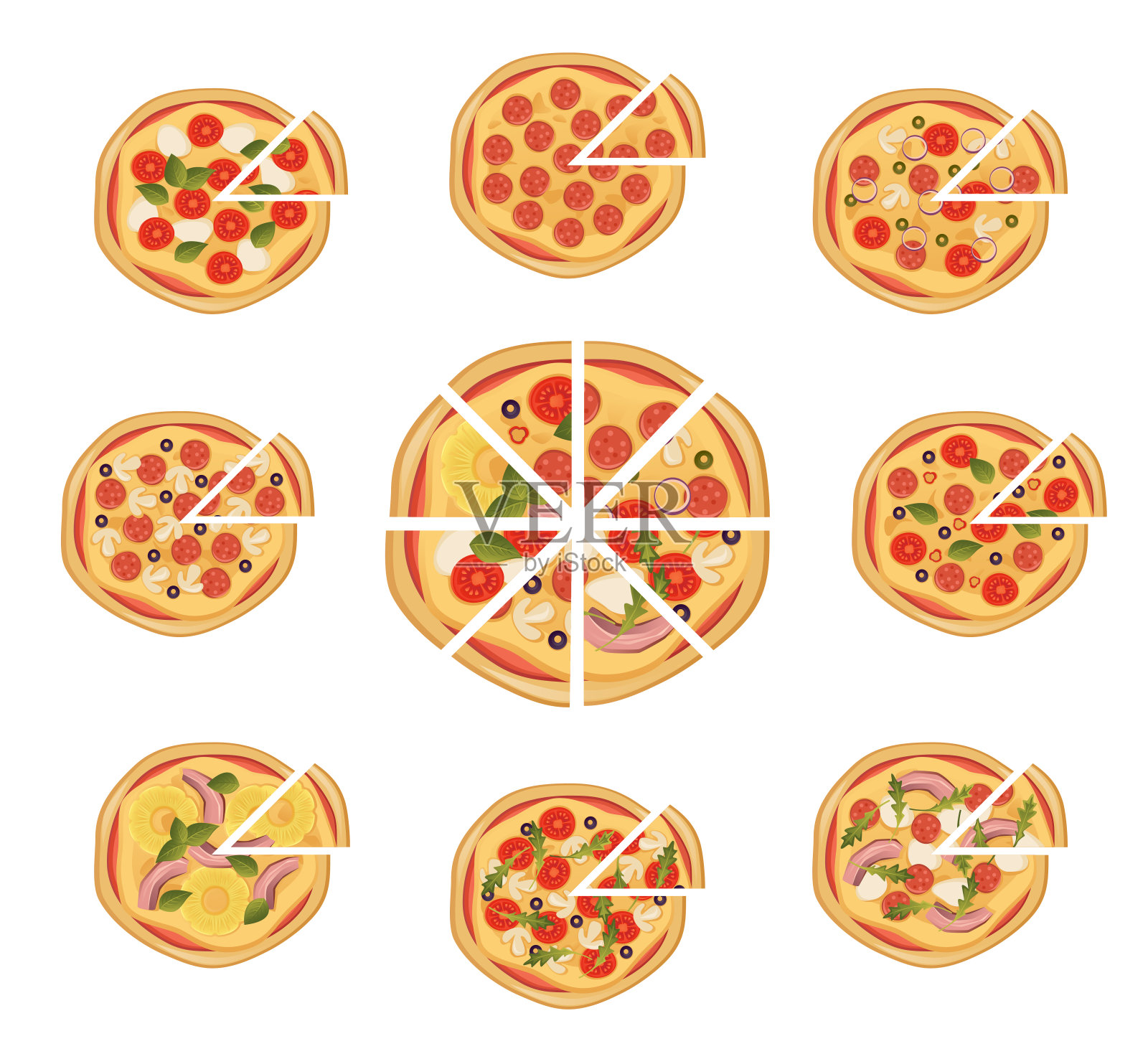 披萨片组设计元素图片