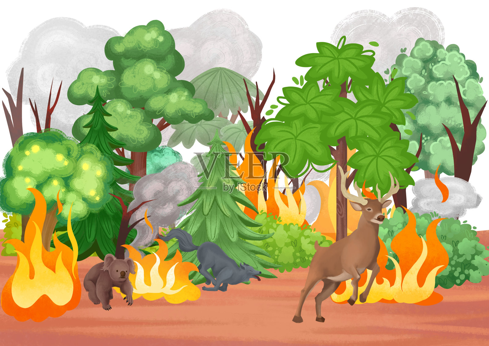 森林的火灾|插画|儿童插画|蜗牛与橙子 - 原创作品 - 站酷 (ZCOOL)