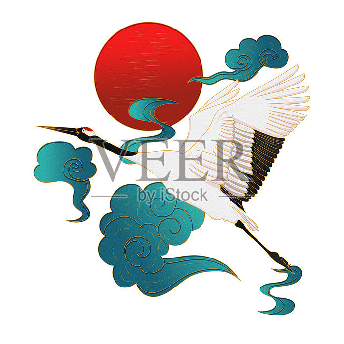 国潮风动物仙鹤设计元素图片