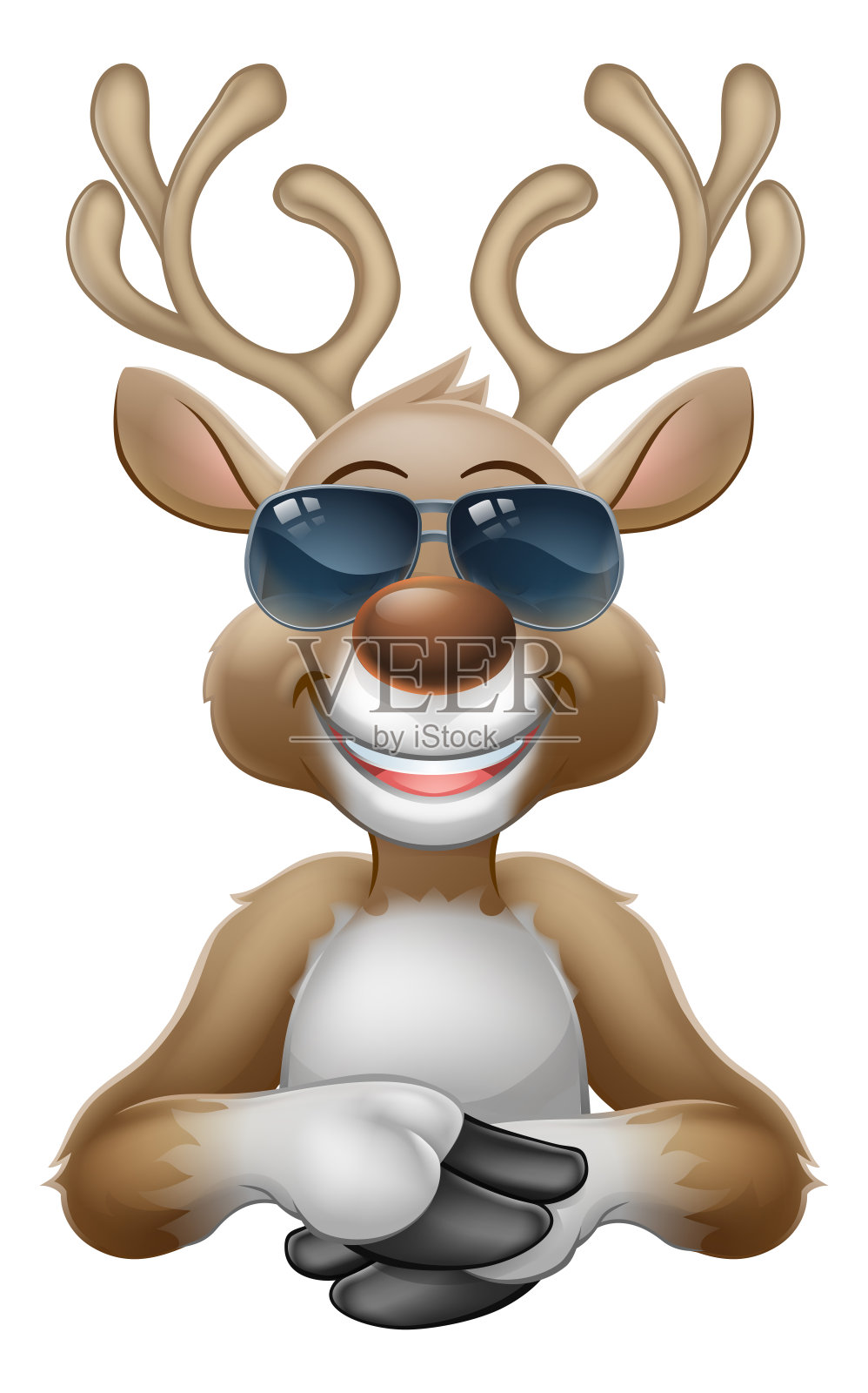 酷圣诞驯鹿卡通鹿戴着太阳镜插画图片素材
