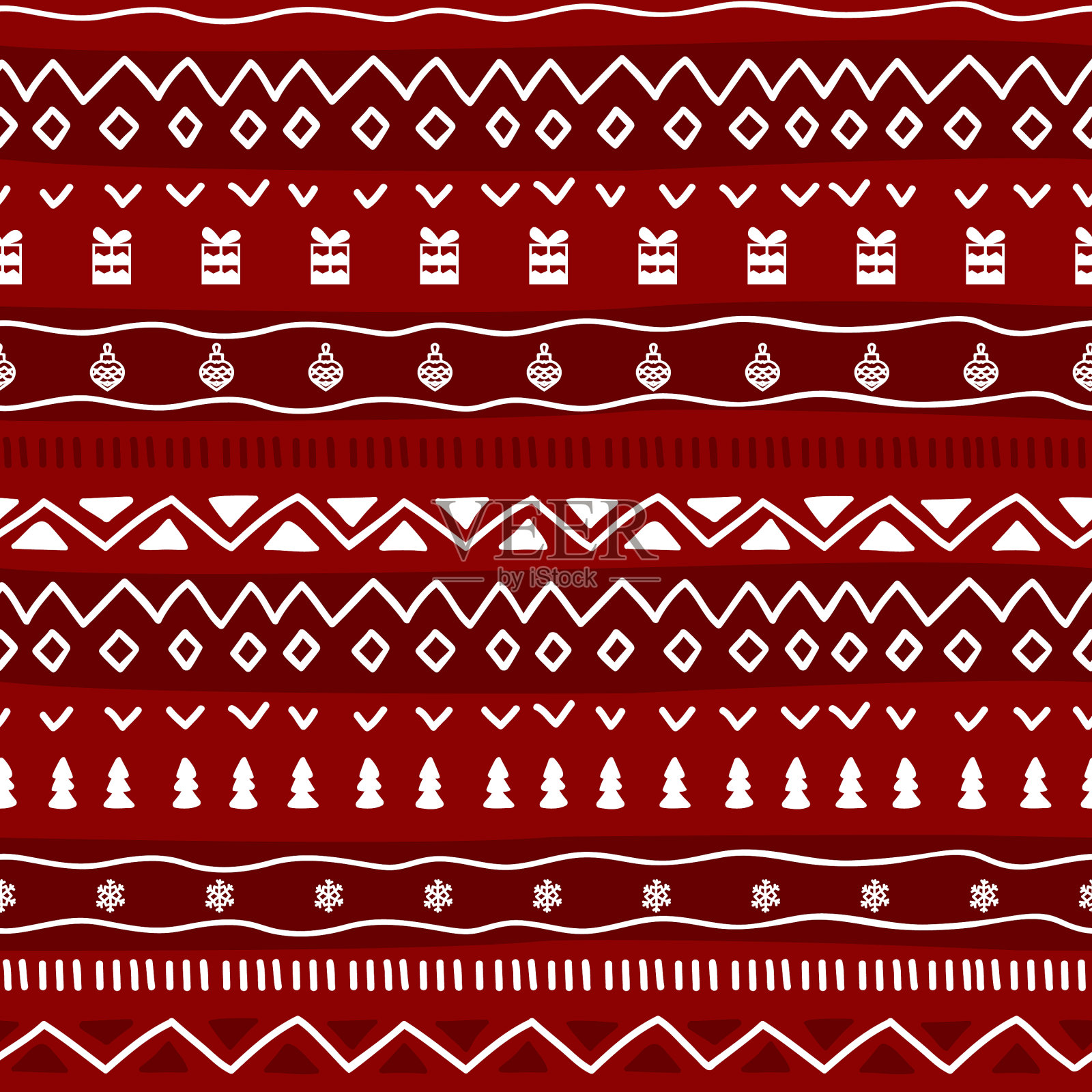 无缝圣诞快乐编织装饰品背景图片素材