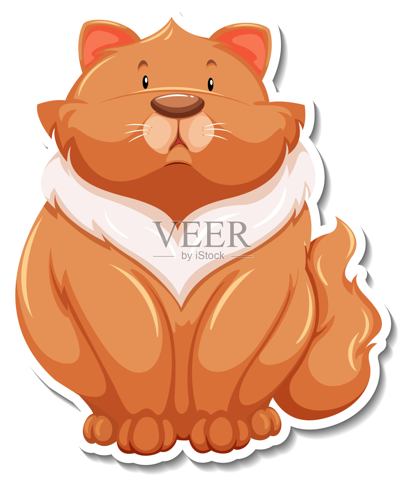 胖乎乎的猫动物卡通贴纸插画图片素材