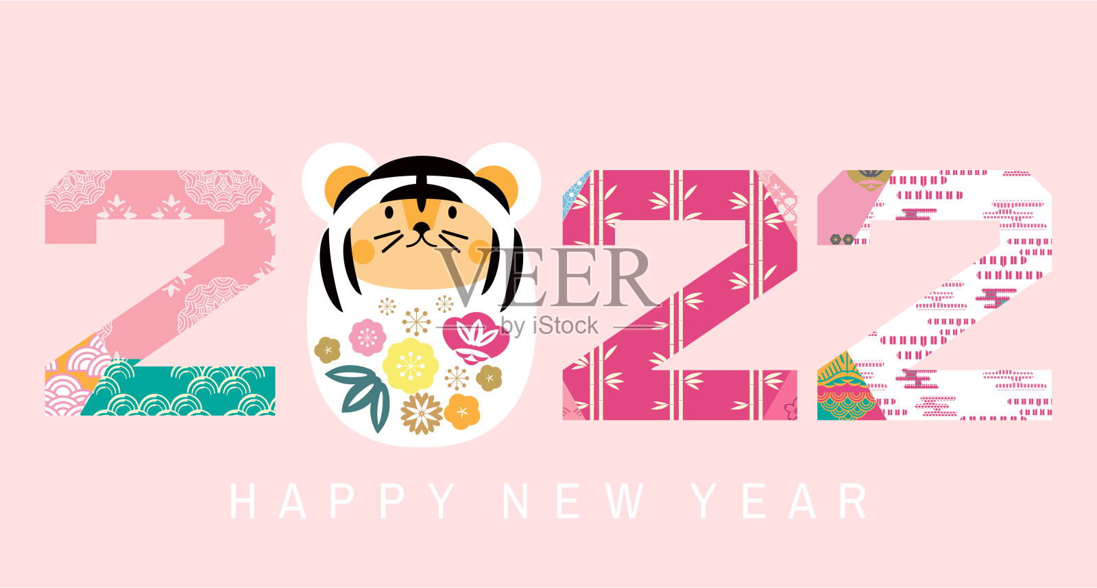 祝中国2022年虎年新年快乐。设计模板素材