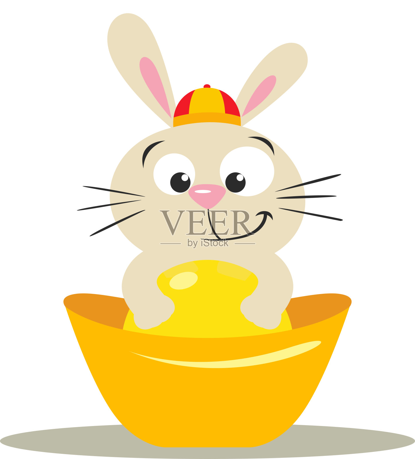 可爱的小兔子春节快乐插画图片素材