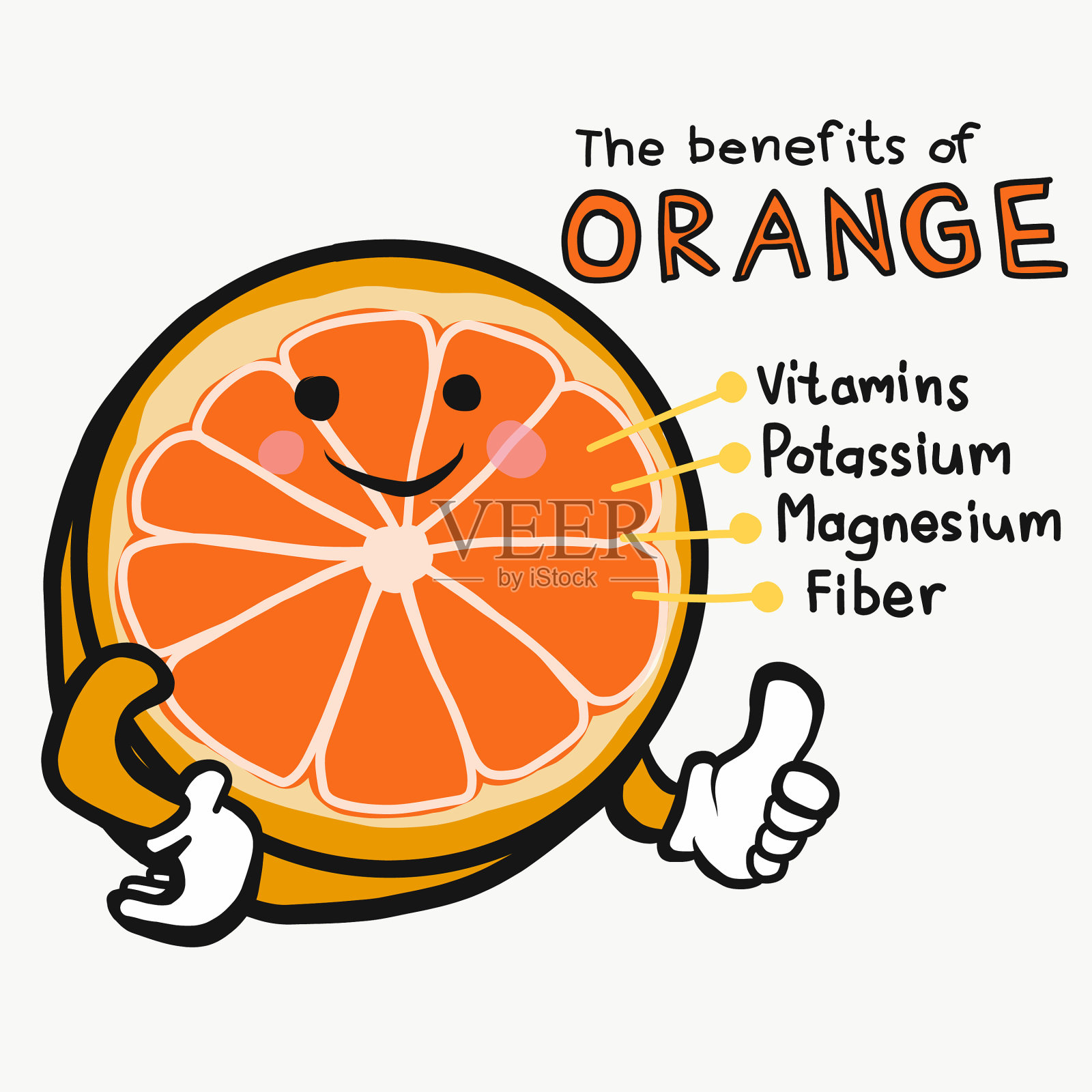 橙色可爱卡通的好处插画图片素材