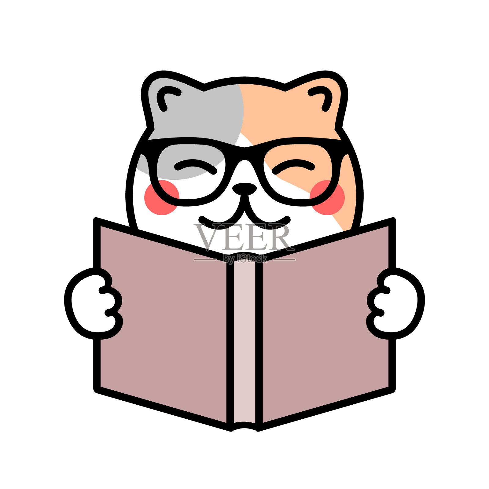 猫看书特效,一只猫在看书的图片,猫咪看书的头像_大山谷图库