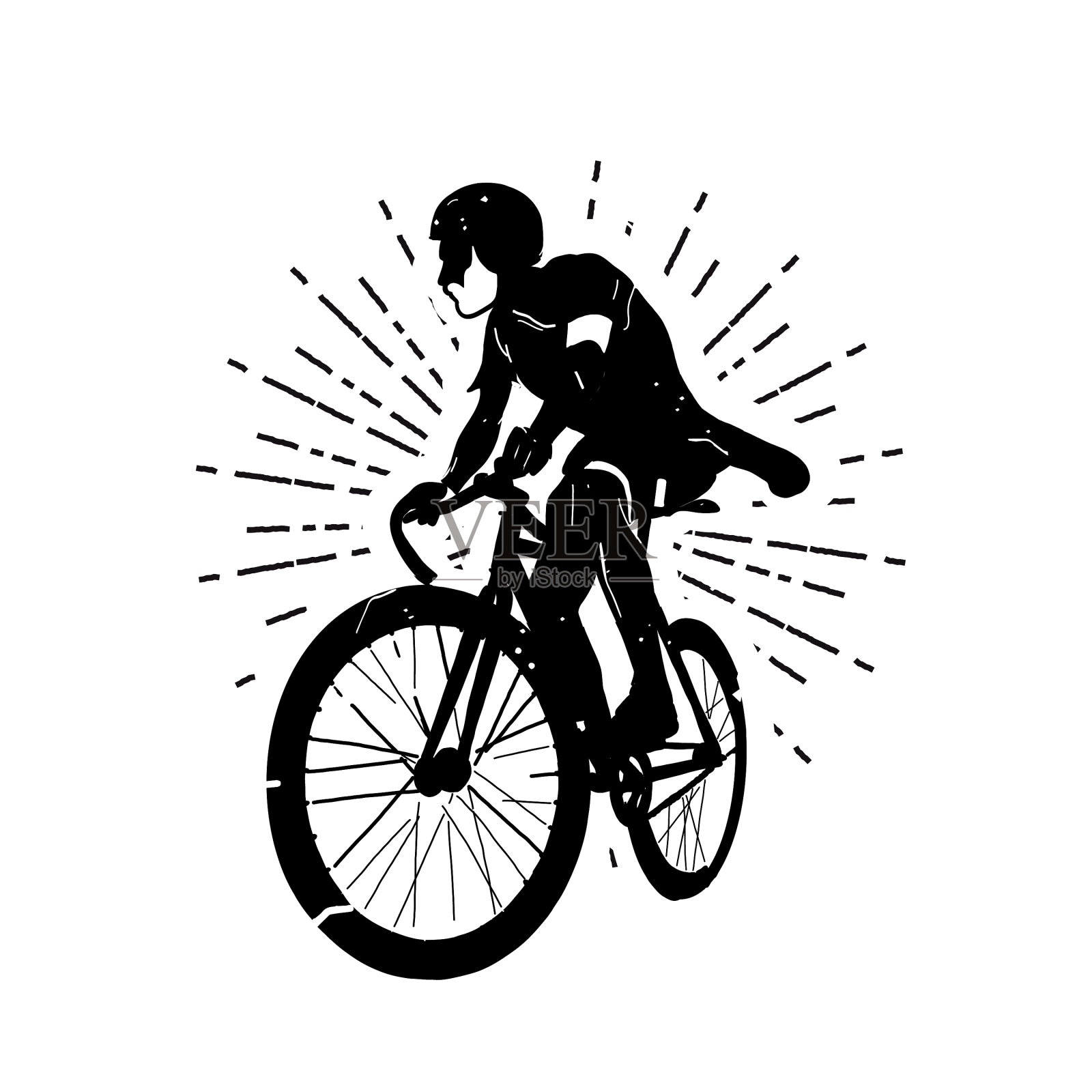 戴头盔的自行车手骑山地车旅行设计元素图片