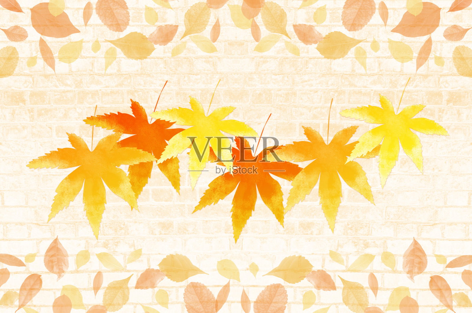 树叶的背景插图，形象的秋天插画图片素材