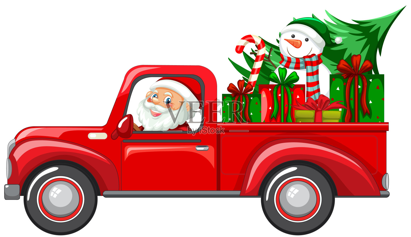 圣诞老人开车送礼物设计元素图片_ID:417299394-Veer图库