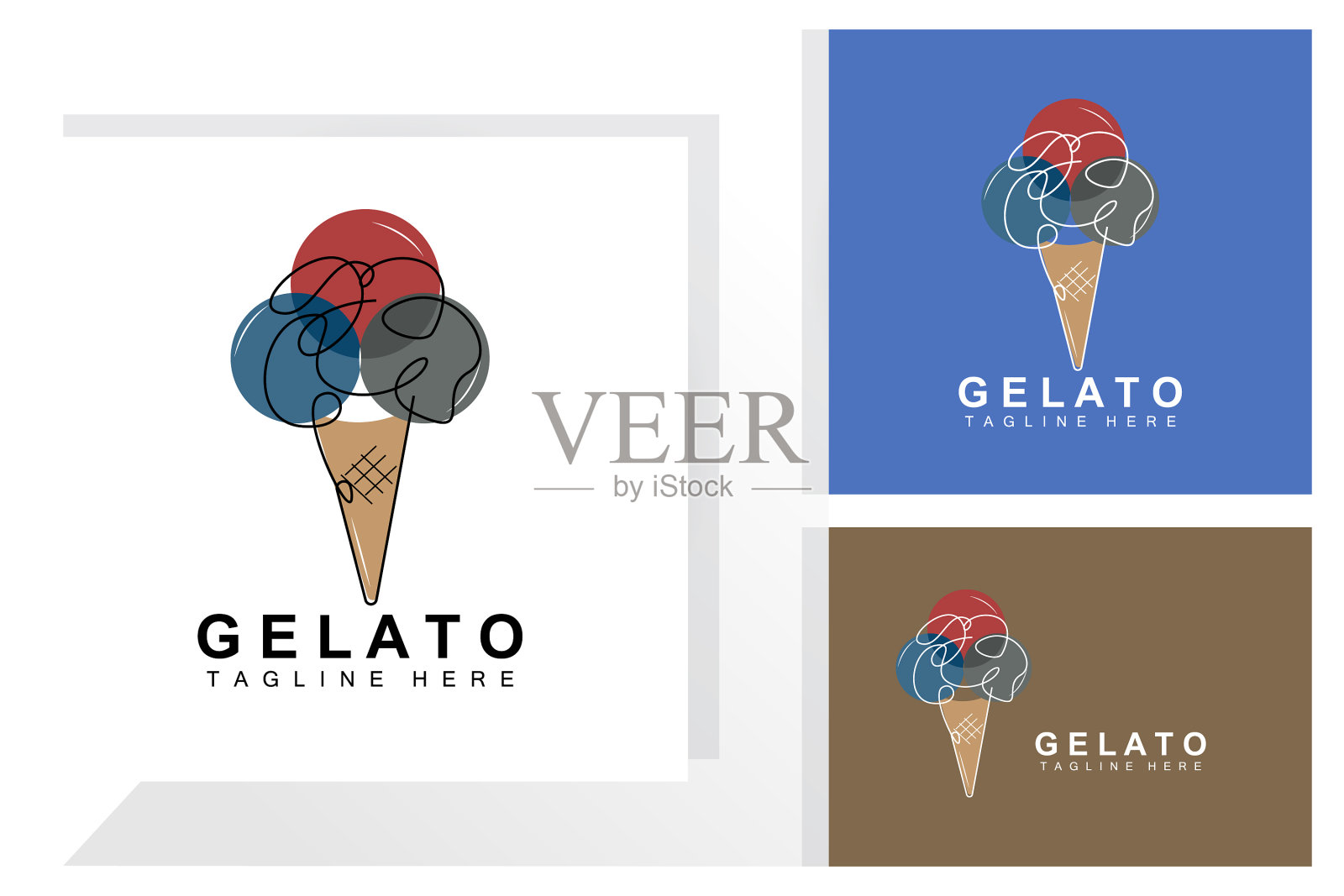 冰淇淋标志设计甜软凉食插画图片素材
