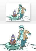 冬天玩耍滑雪人物元素符号图片