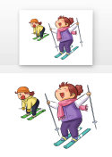 滑雪运动儿童人物组合元素符号图片