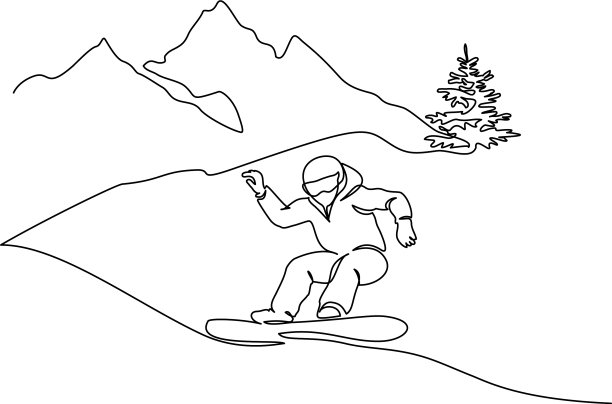 滑雪运动员背影简笔画图片
