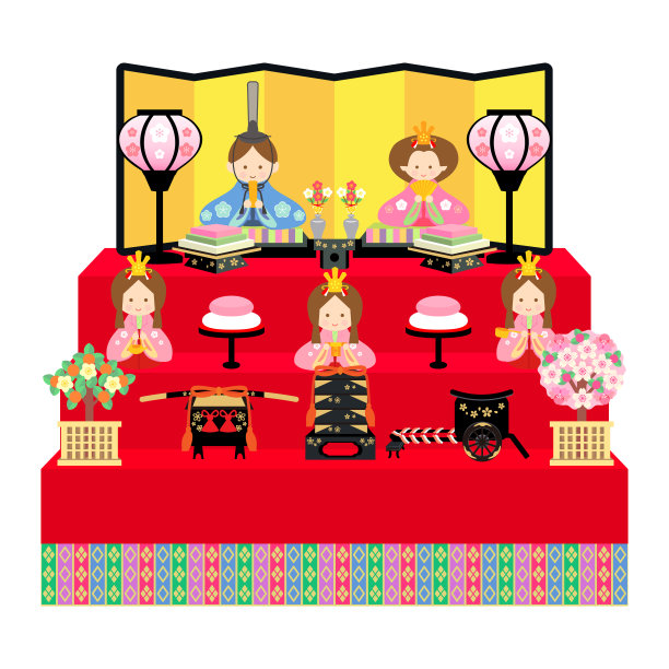 这是3月3日在日本传统节日女儿节上展示的女儿节的图案