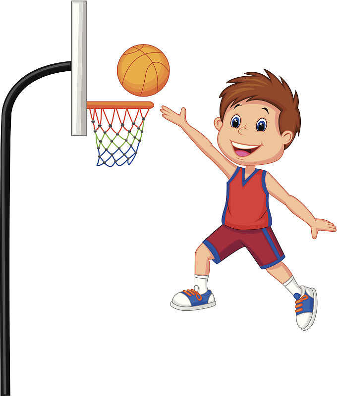 卡通男孩在打篮球图片