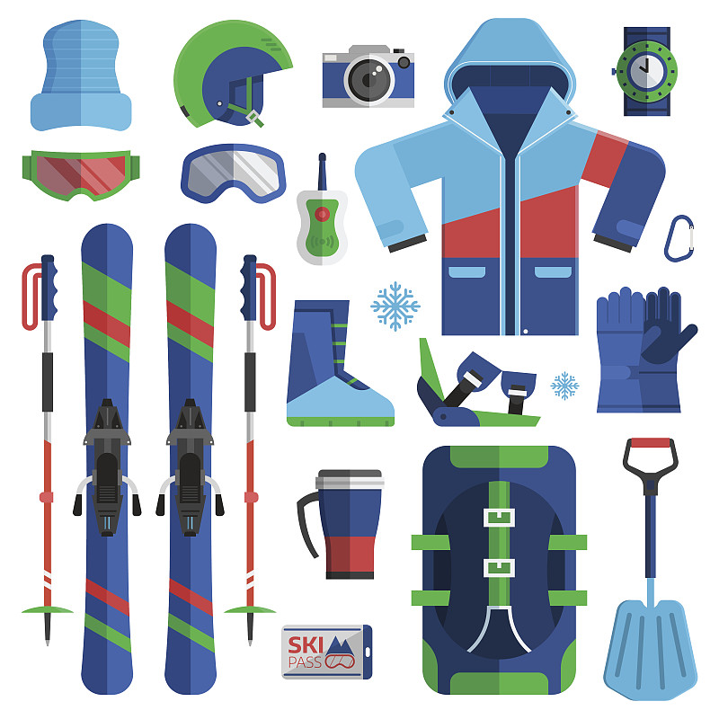 山地滑雪成套设备图片素材