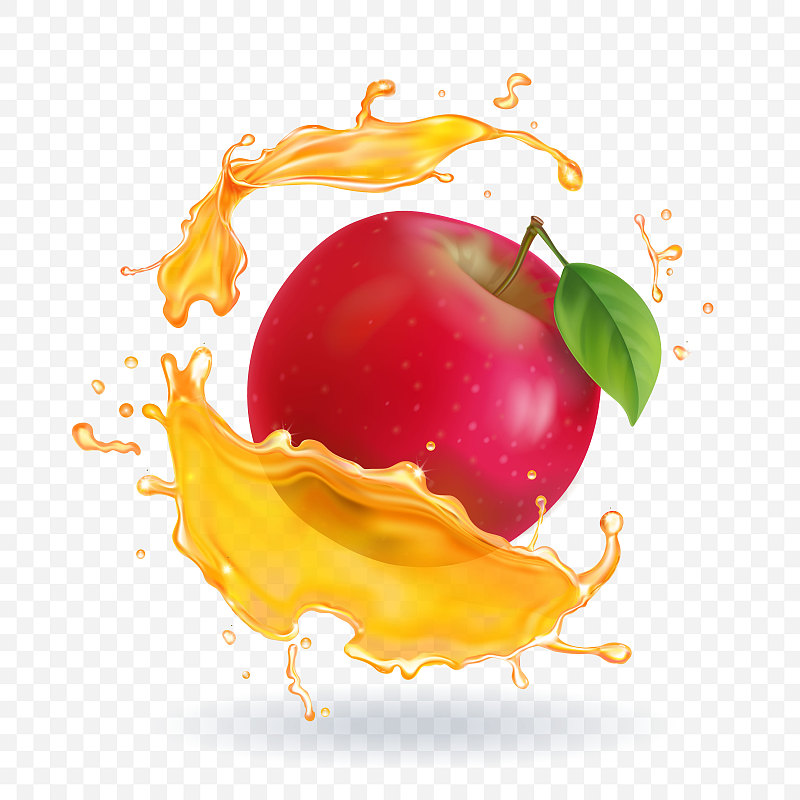 苹果鲜榨果汁逼真的插图图片下载